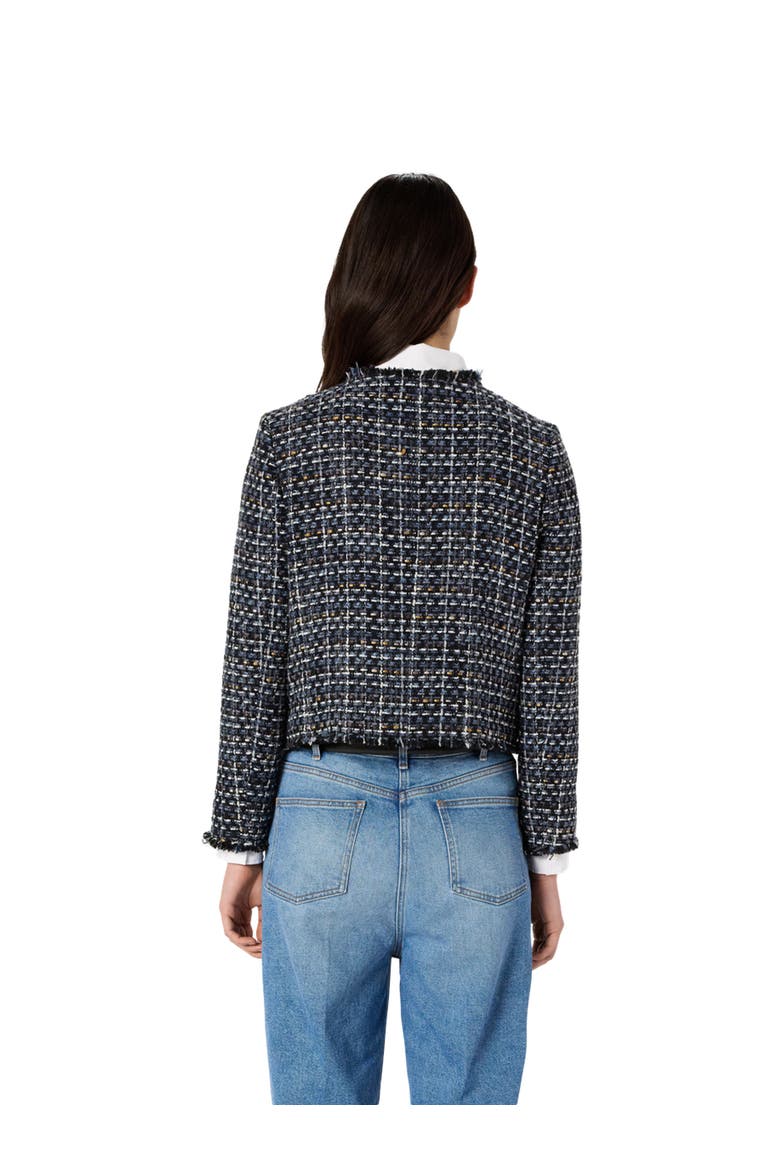 Naya Cropped Tweed Bouclé Jacket, Alternate, color, Indigo