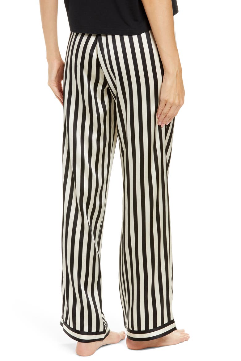 Chantal Silk Pajama Pants, Alternate, color, NOIR ECRU