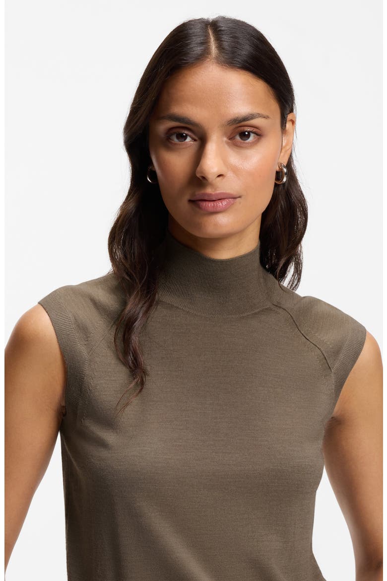 Fipini Virgin Wool Mock Neck Top, Alternate, color, WALNUT
