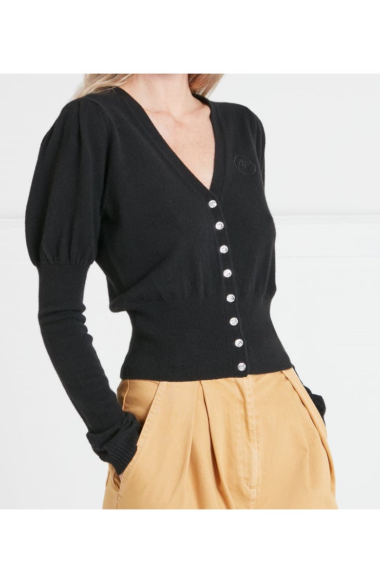 Temperley London Tonal T-Logo Cardigan, Main, color, Black