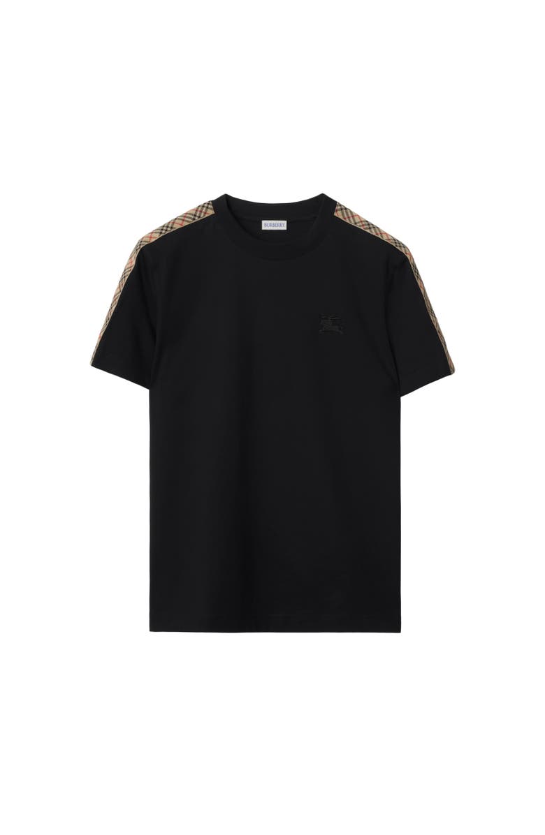 Burberry Check Trim Cotton T-shirt, Alternate, color, Black