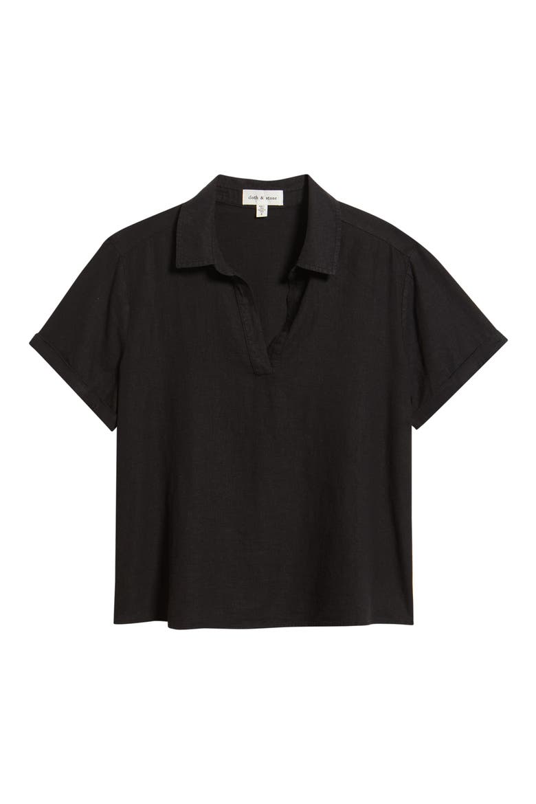 Collared Short Sleeve Shirt, Alternate, color, BLACK