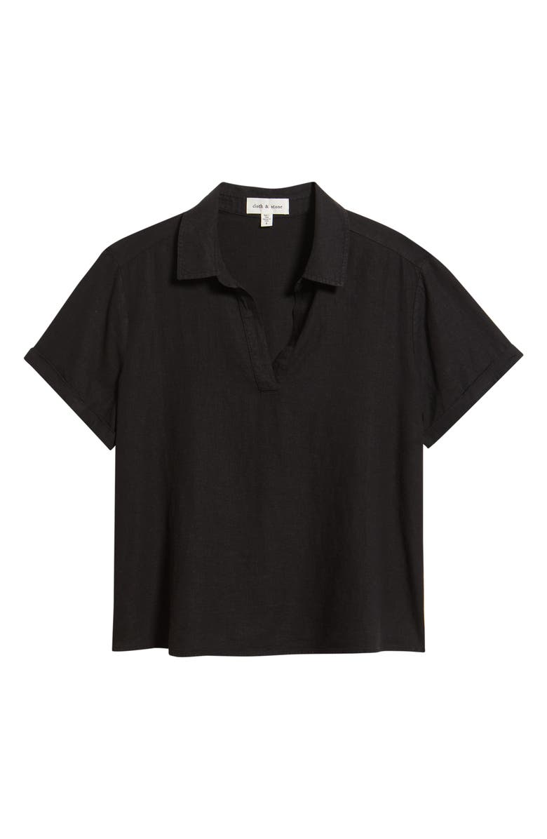 Cloth & Stone Collared Short Sleeve Shirt, Alternate, color, Black