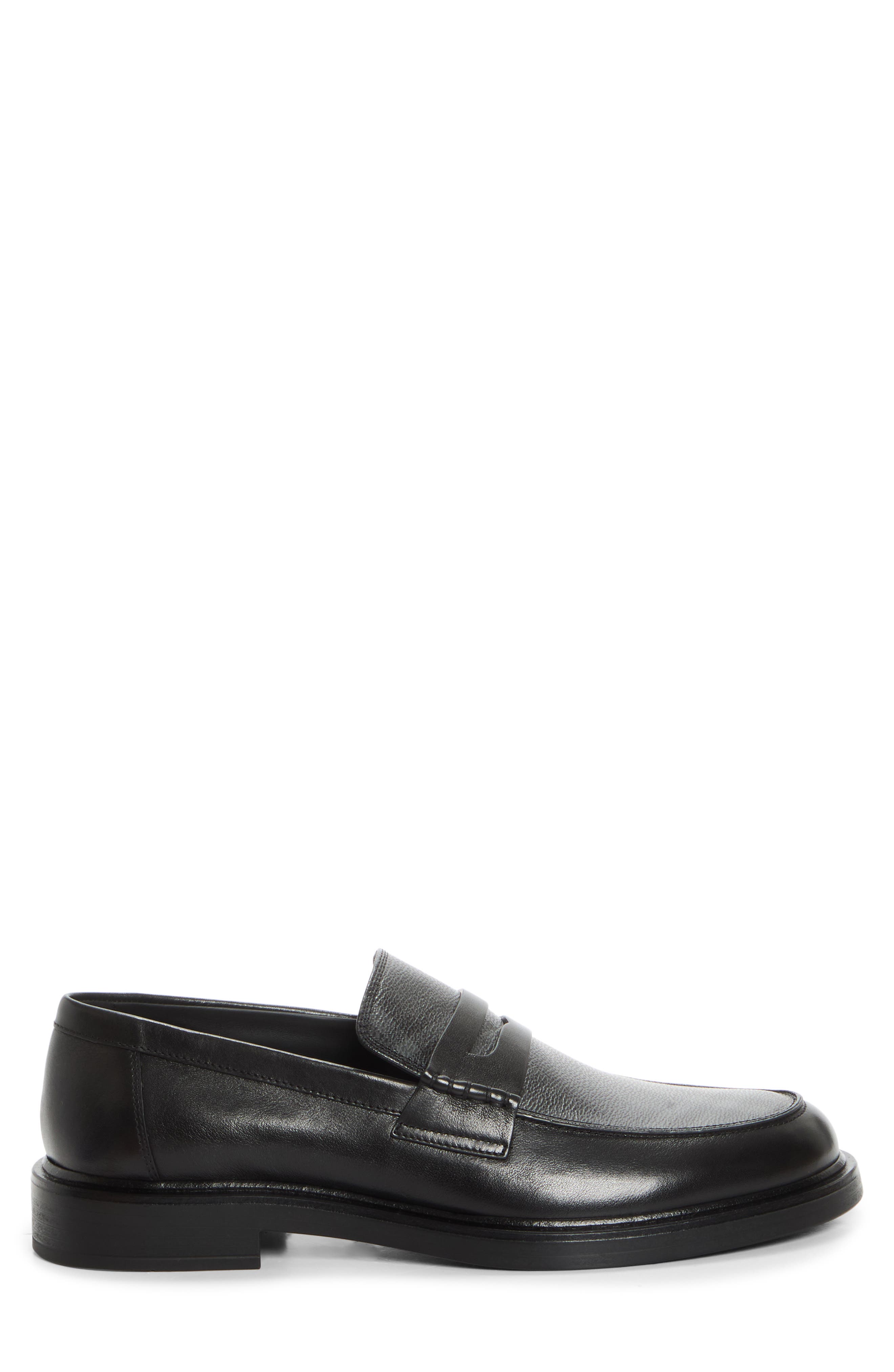 Pembroke Check & Leather Penny Loafer, Alternate, color, BLACK/ IRON GREY CHK