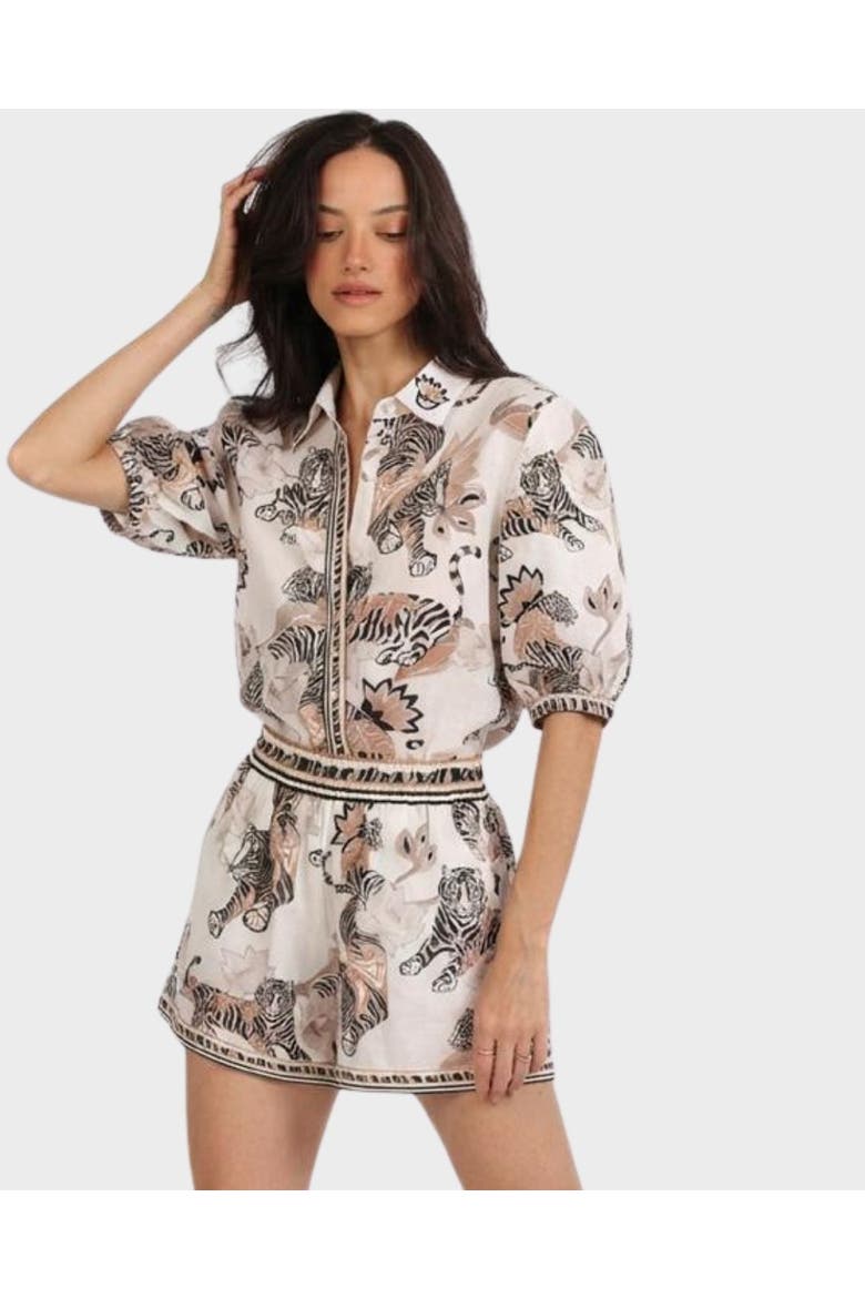 Balloon Shirt Lotus Tiger, Main, color, Ecru