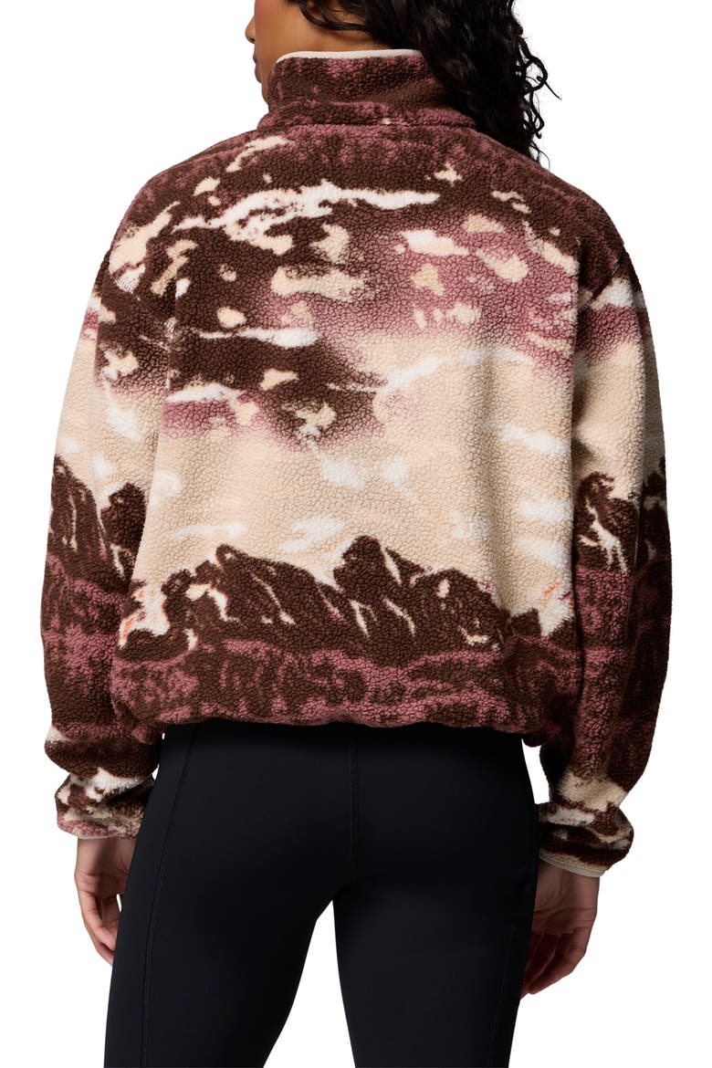 Helvetia II Print Crop Fleece Pullover, Alternate, color, TOBACCO SISTERS DARK STONE