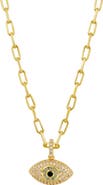 SAVVY CIE JEWELS Evil Eye Pavé Pendant Necklace