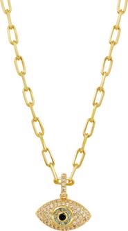 SAVVY CIE JEWELS Evil Eye Pavé Pendant Necklace