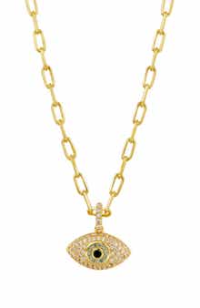 SAVVY CIE JEWELS Evil Eye Pavé Pendant Necklace