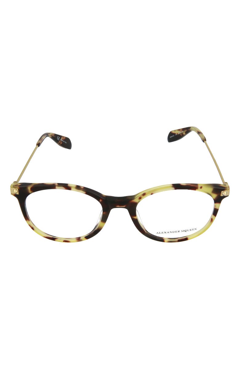 McQueen ALEXANDER MCQUEEN 50mm Round Oval Glasses, Main, color,