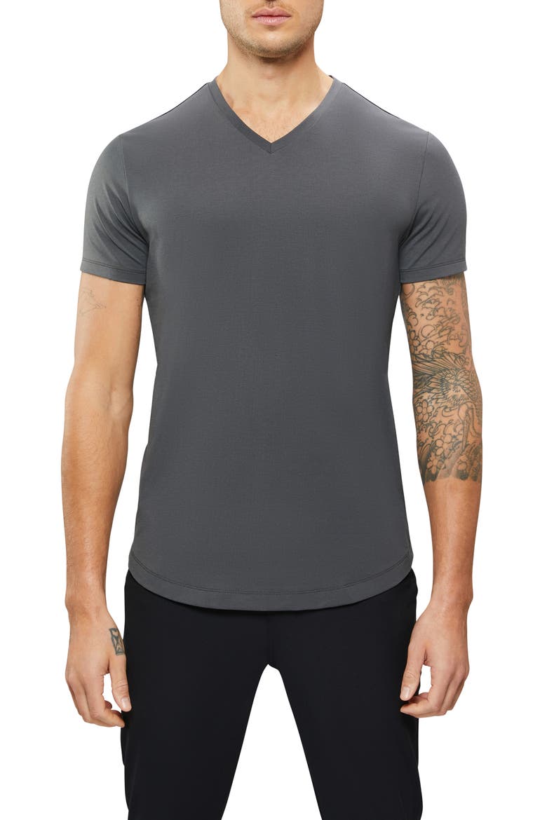AO V-Neck Curved Hem Tee, Main, color, GRAPHITE