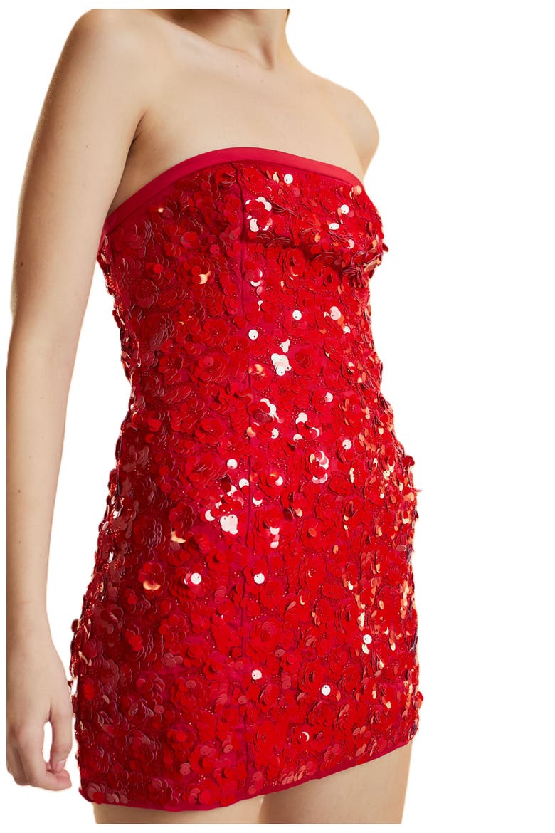 Strapless Sequin Mini Dress, Alternate, color, Red