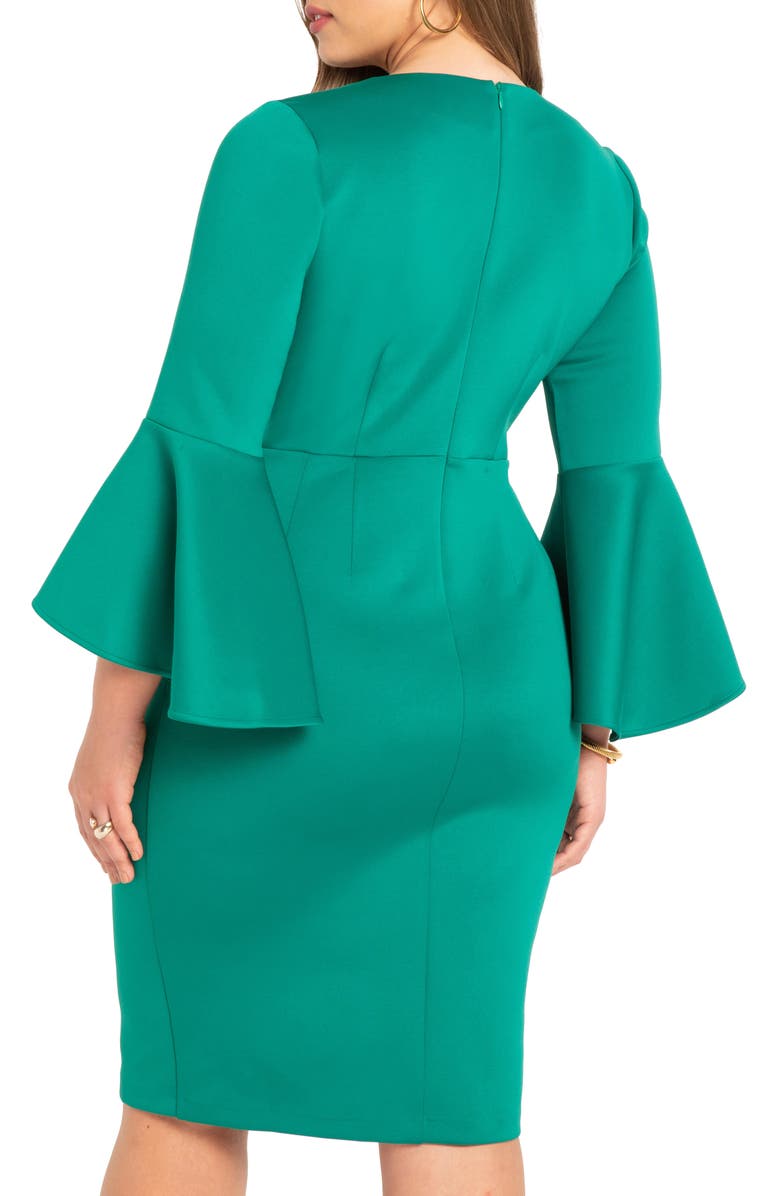 ELOQUII Long Sleeve Scuba Sheath Dress, Alternate, color, 