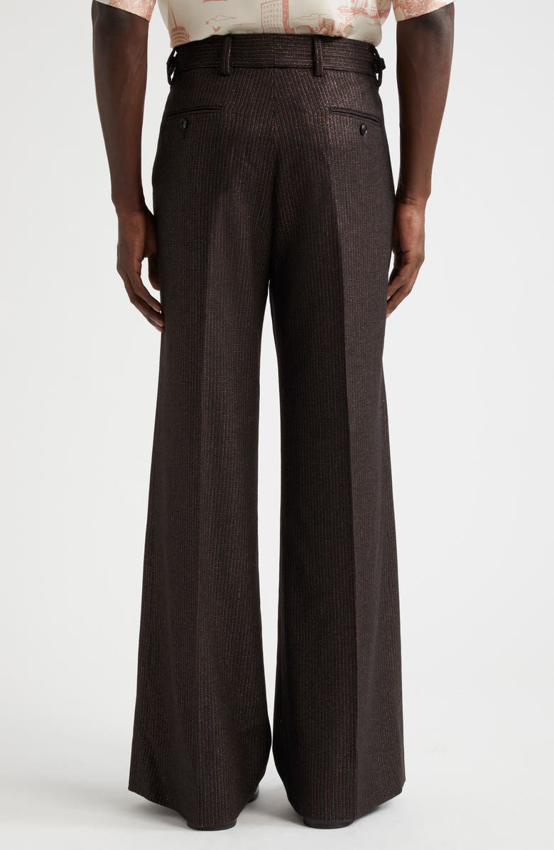 AMIRI Lurex Stripe Flare Trousers, Alternate, color, Dark Brown