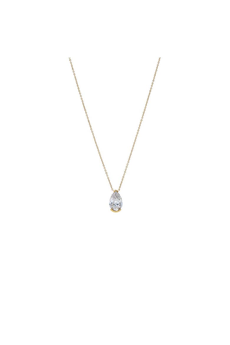 Lab Grown Diamond Pear Semi Bezel Pendant Necklace 14K, Main, color, 14K Gold - 2 Carat