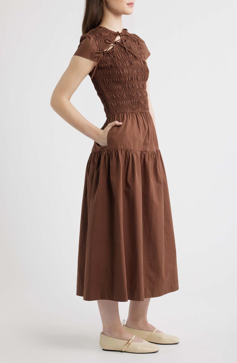Damson Madder Ebba Cutout Detail Organic Cotton Dress, Alternate, color, Chocolate
