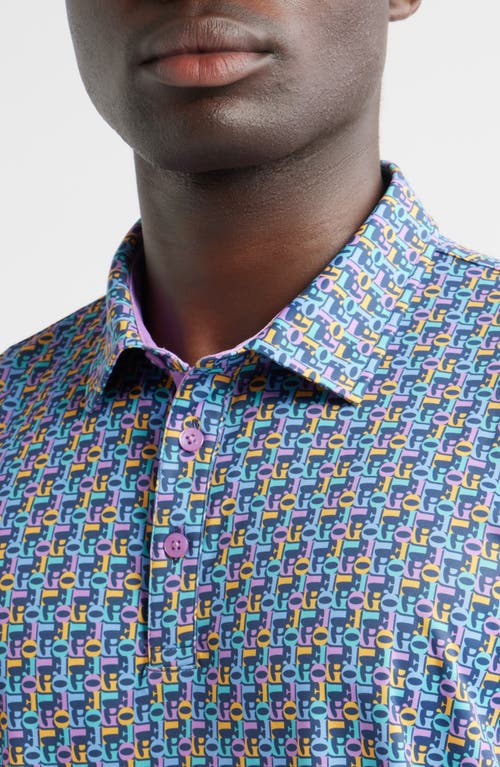 Swannies Slomo Patterned Athletic Fit Performance Polo In Blue