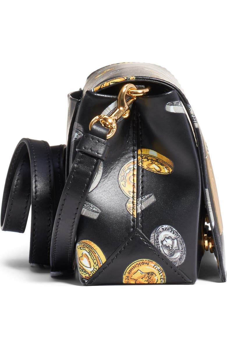 Moschino Logo Coin Print Faux Leather Crossbody Bag, Alternate, color,