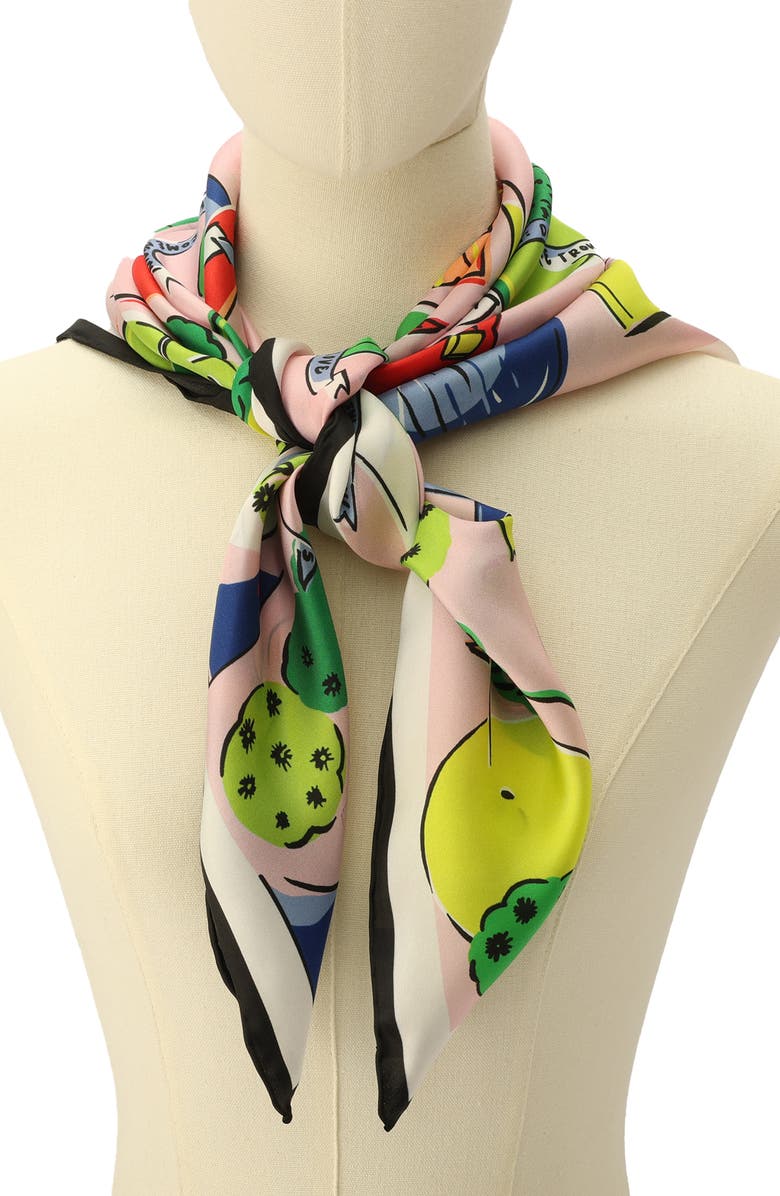 Kate Spade New York mini golf square silk scarf, Alternate, color, 