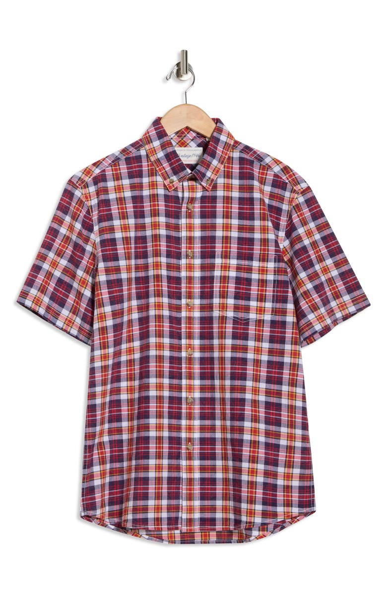 Vintage 1946 Madras Short Sleeve Button-Down Shirt, Alternate, color, Navy Mix