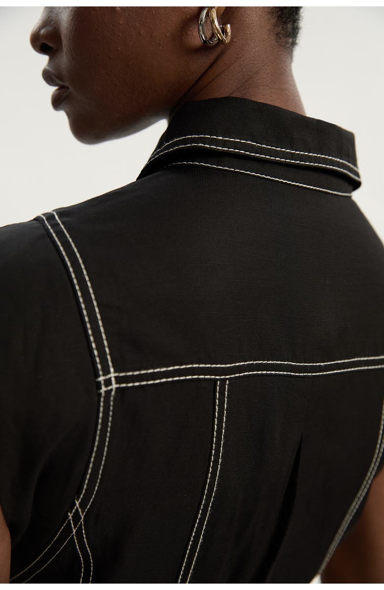 Karen Millen Premium Linen Woven Jumpsuit, Alternate, color, Black