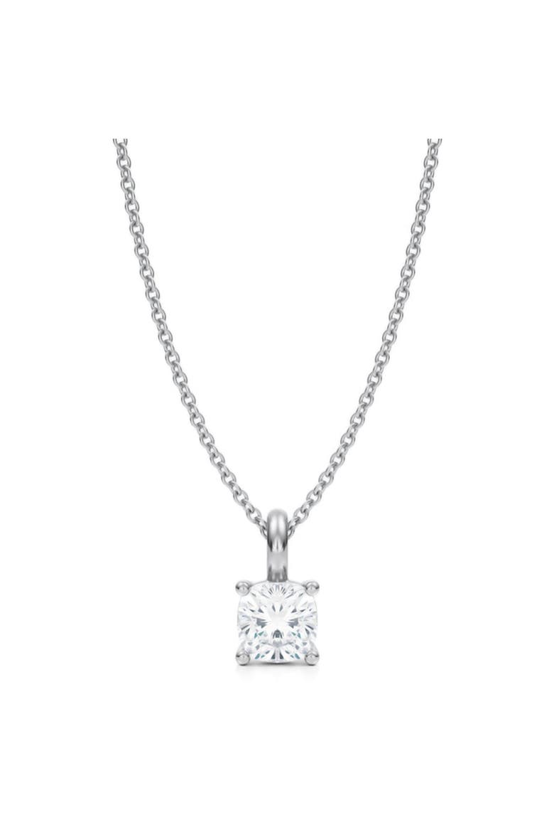 Cushion Solitaire Lab Diamond Pendant Necklace 14K 0.75ct, Main, color, White Gold