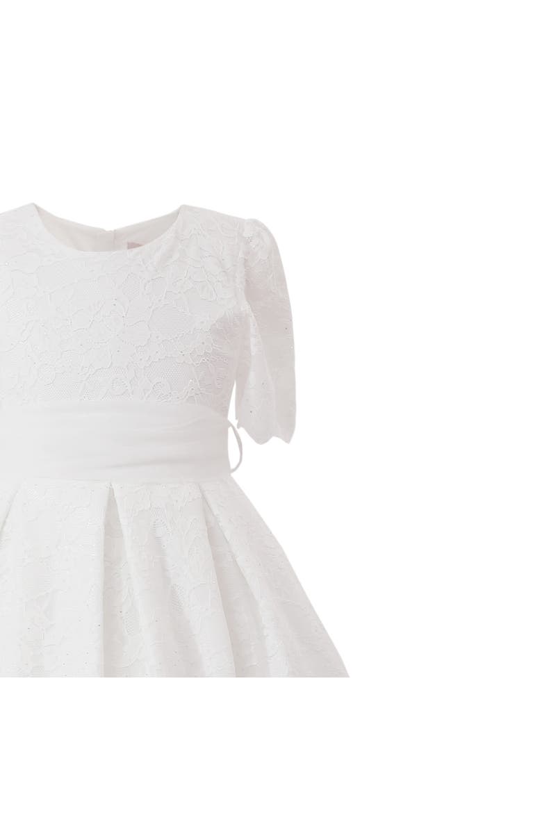 Belciana Short Sleeve Lace Dress, Alternate, color, White