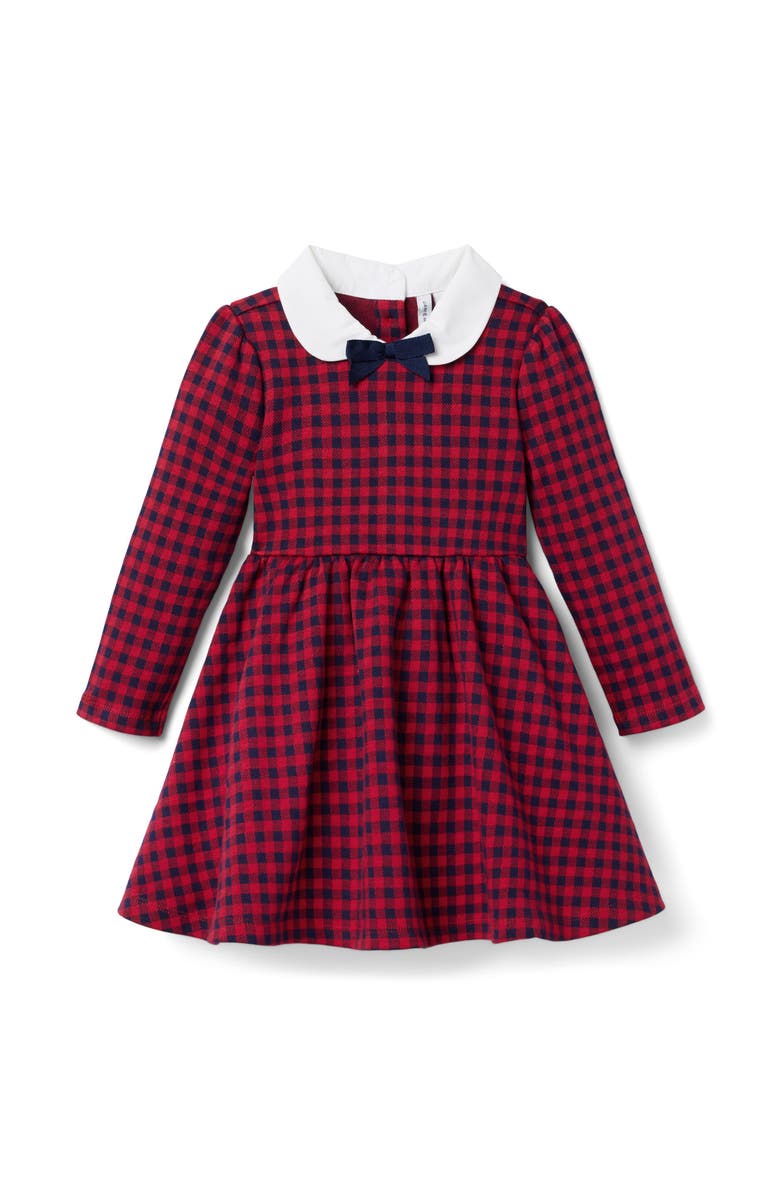 Janie and Jack Gingham Jacquard Dress, Main, color, Red
