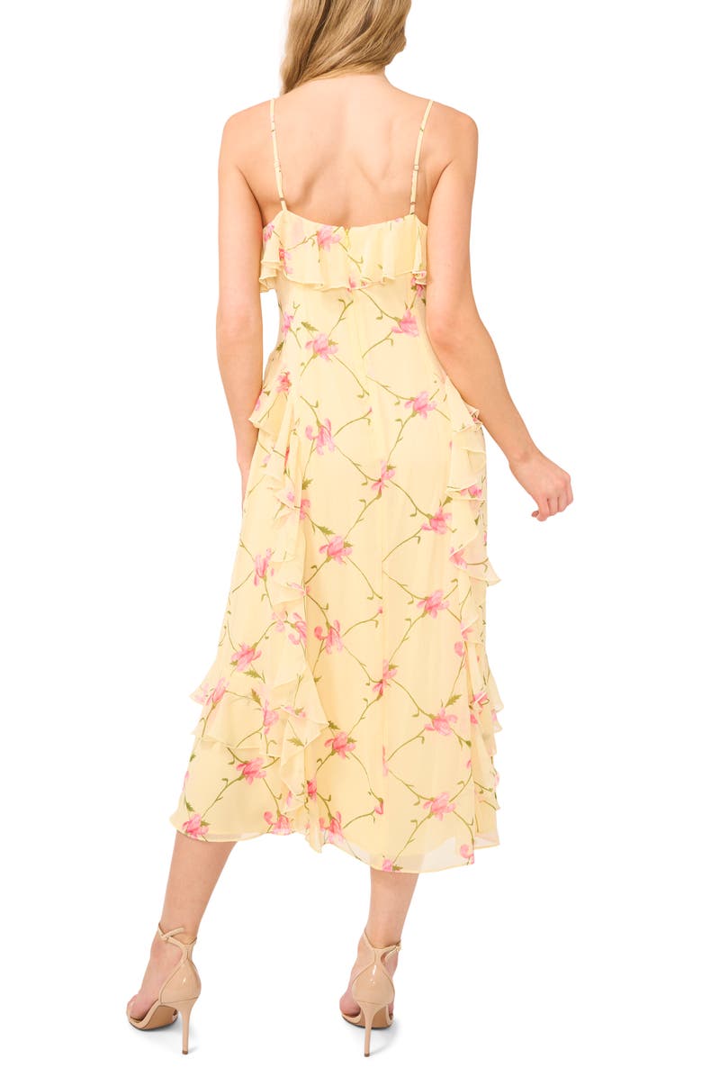 CeCe Floral Print Ruffle Midi Slipdress, Alternate, color, 