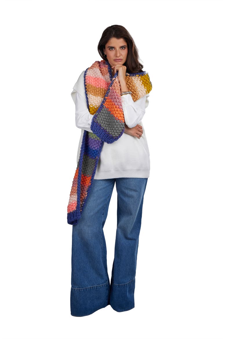 Mayflower Rainbow Knit Scarf, Alternate, color, MULTI