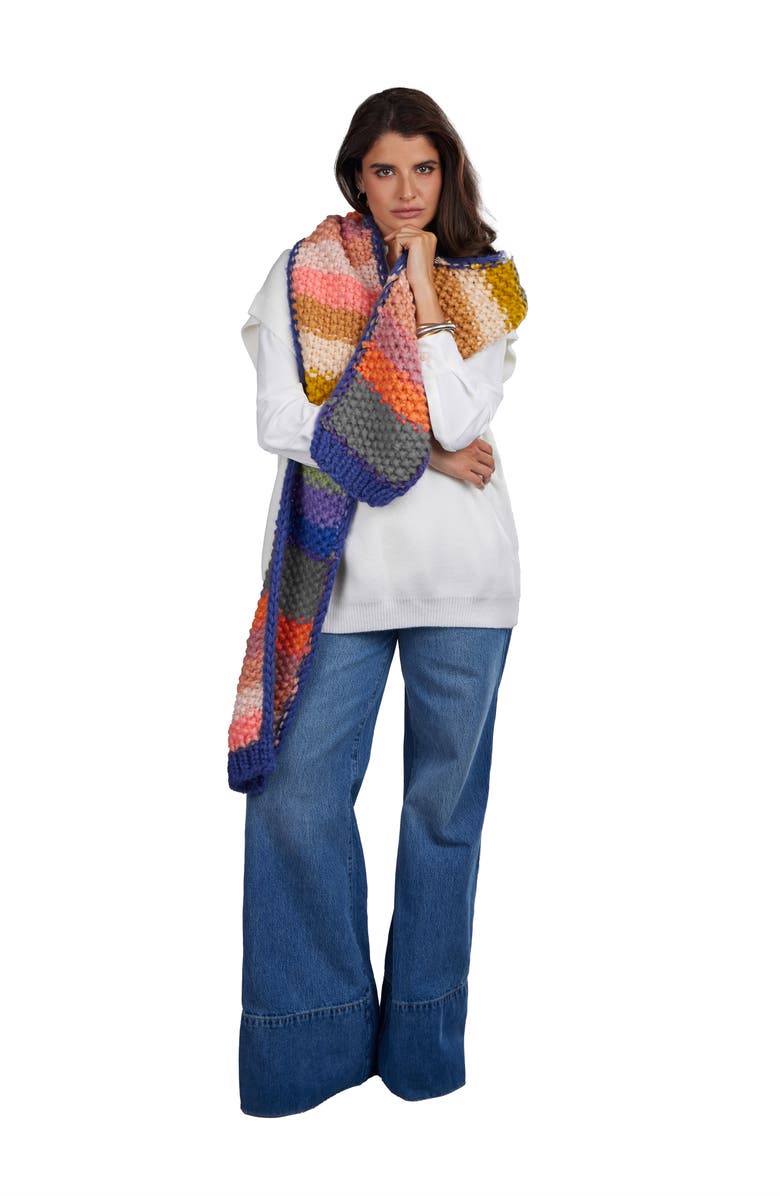SAACHI Mayflower Rainbow Knit Scarf, Alternate, color, Multi