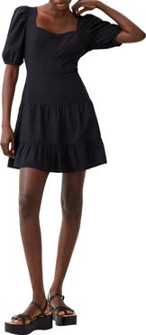 French Connection Cutout Back Puff Sleeve Minidress