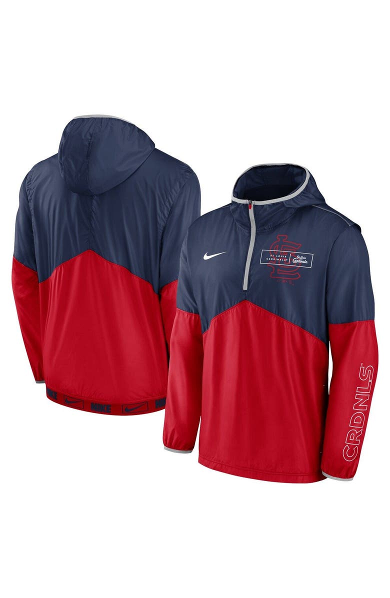 Nike Men's Nike Navy/Red St. Louis Cardinals Overview Half-Zip Hoodie Jacket, Main, color, 