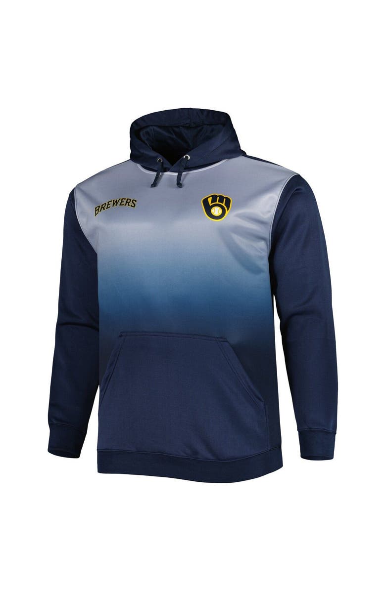 PROFILE Men's Navy Milwaukee Brewers Fade Sublimated Fleece Pullover Hoodie, Alternate, color, Navy