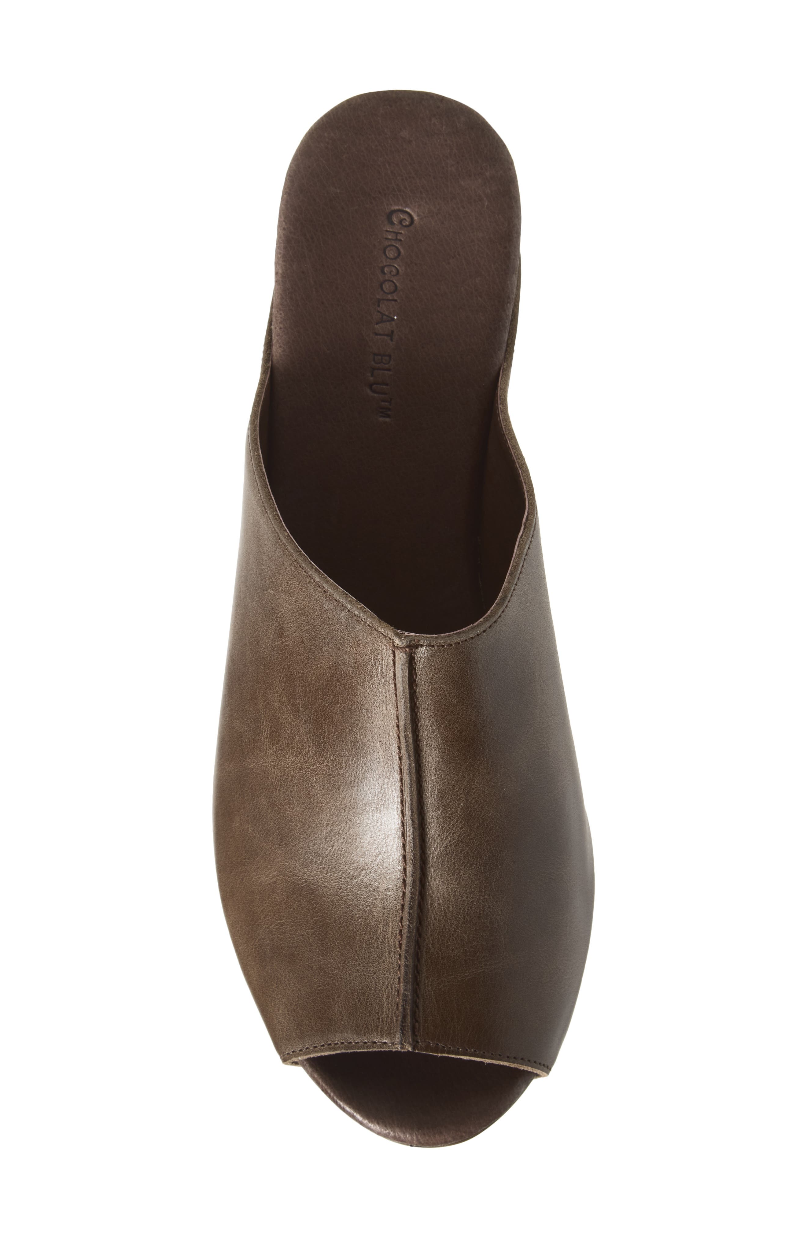 Wynn Peep Toe Mule, Alternate, color, BROWN LEATHER