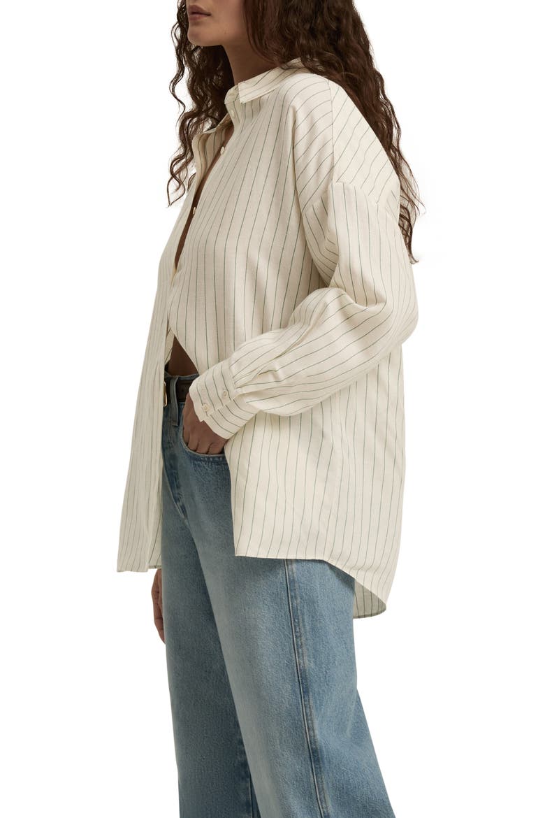 Ex Boyfriend Oversize Button-Up Shirt, Alternate, color, EMERALD STRIPE
