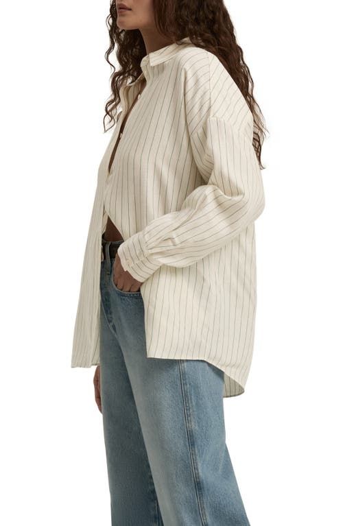 Favorite Daughter Ex Boyfriend Oversize Button-up Shirt In Emerald Stripe