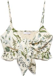 MANGO Floral Print Crop Top