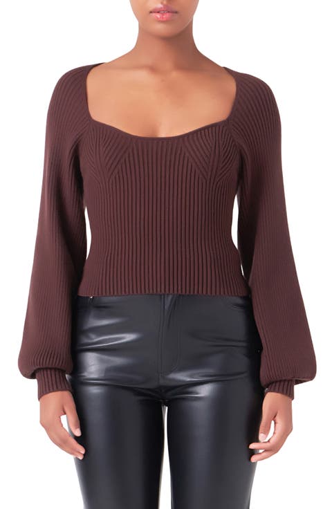 Ribbed Bishop Sleeve Top