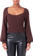 Endless Rose Ribbed Bishop Sleeve Top