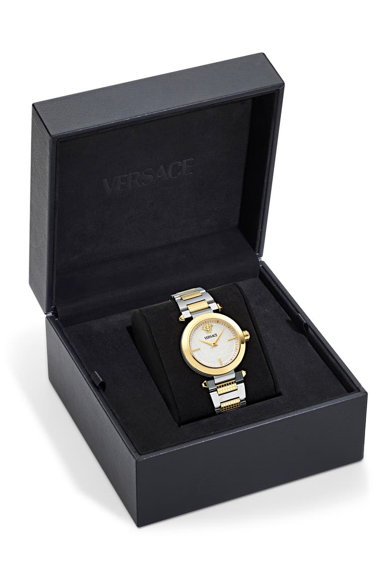 Greek Bracelet Watch, 35mm, Alternate, color, WHITE/ TWO TONE