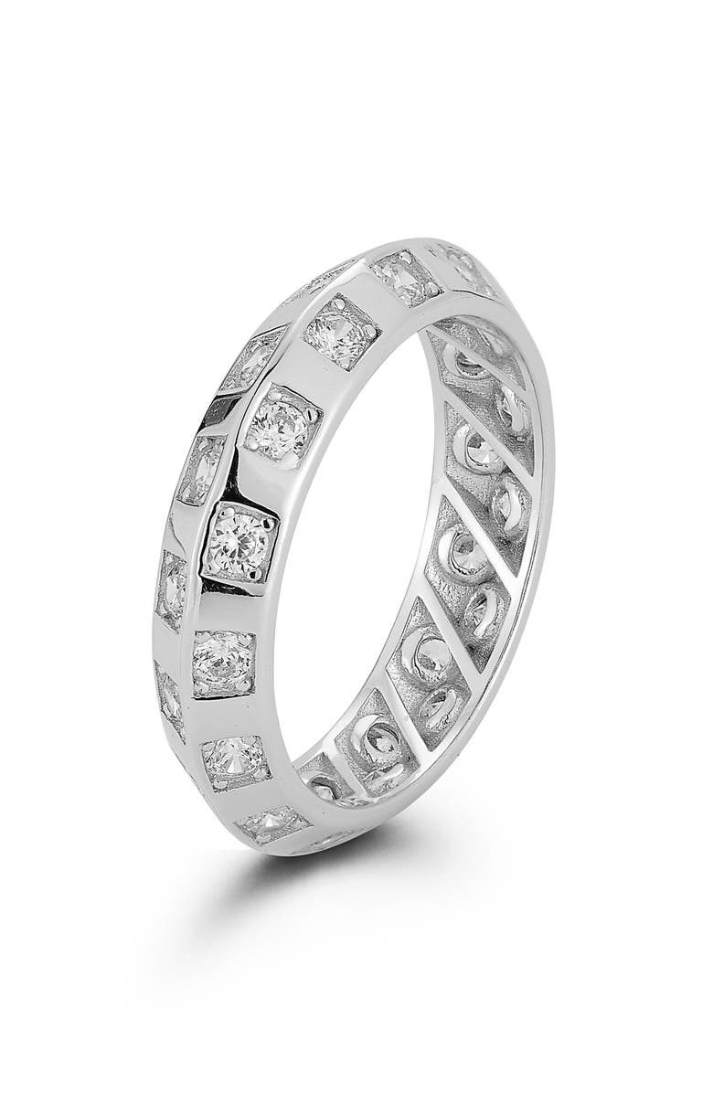 GLAZE JEWELRY Cubic Zirconia Band Ring, Alternate, color, Silver