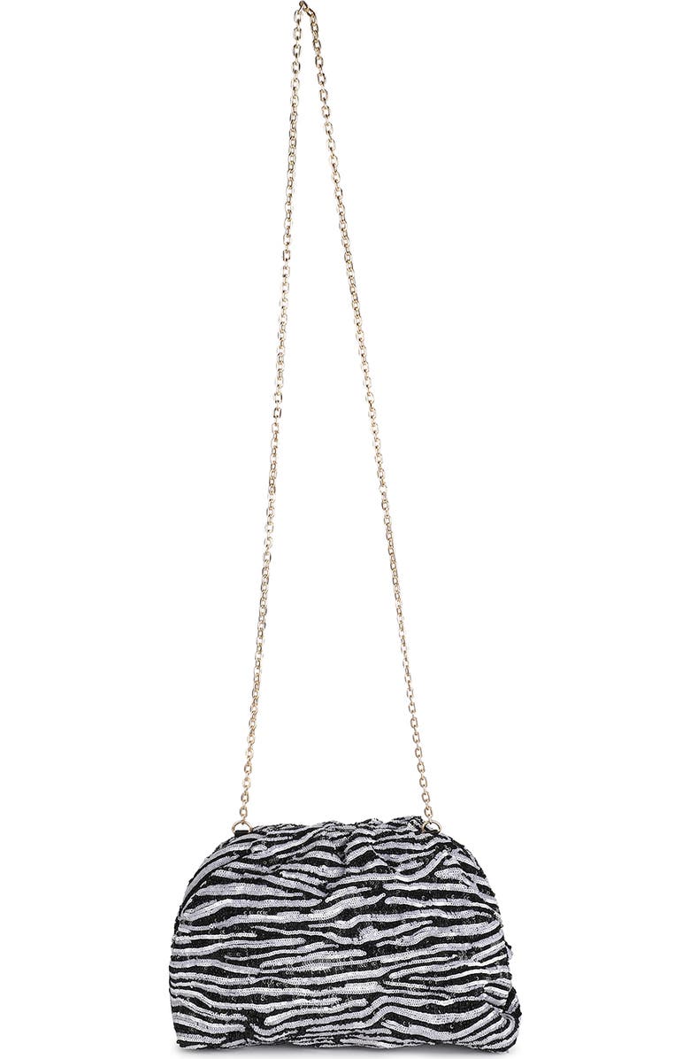 Rafe New York Aya Woven Leather Frame Clutch, Alternate, color, Black / White