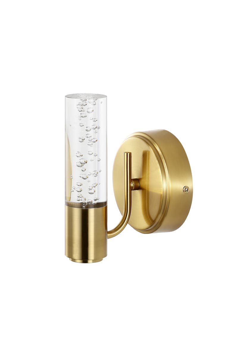 JONATHAN Y Bolha 1-Light Minimalist Modern Bubble Acrylic/Iron Integrated LED Vanity Light, Alternate, color, Brass Gold