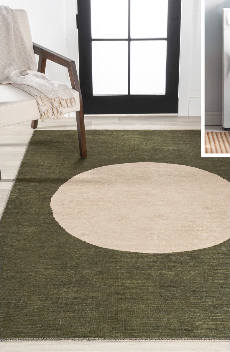 JONATHAN Y Cirkel Minimalist Geometric Dot Machine-Washable Area Rug, Alternate, color, Green/Cream