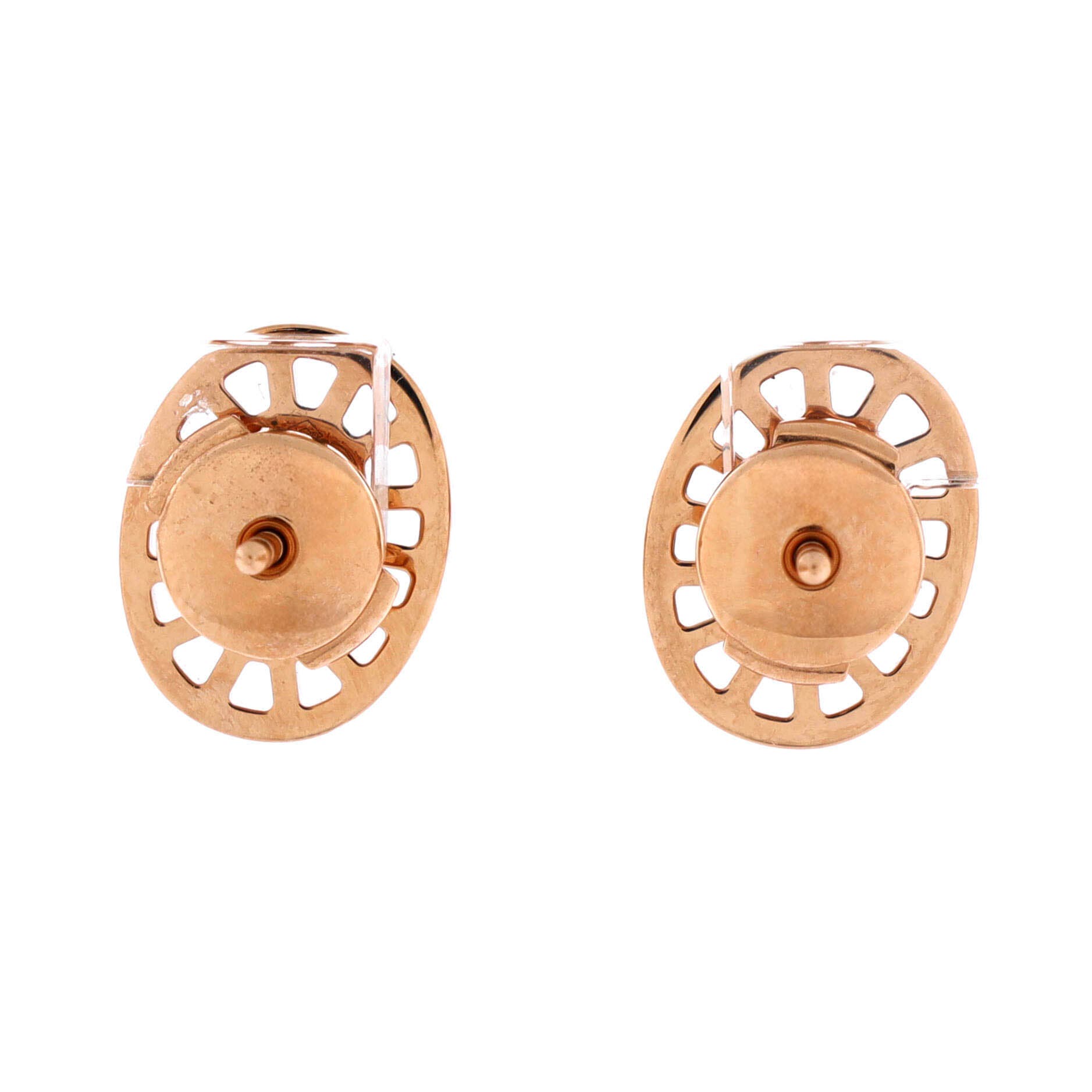 Pre-Owned Hermes Chaine D'Ancre Divine Stud Earrings 18K Rose Gold with Diamonds Small, Alternate, color, Rose Gold