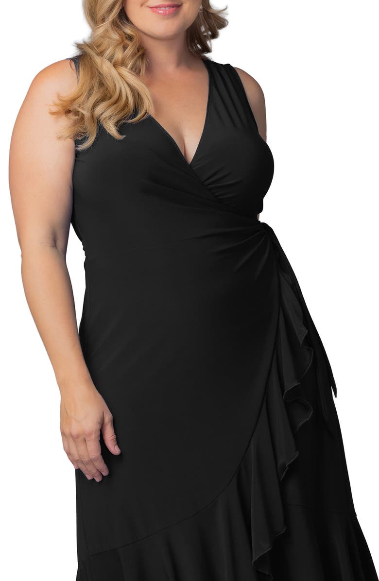 Kiyonna Laguna Sleeveless Wrap Dress, Alternate, color, Black Noir