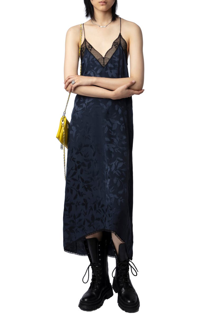 Zadig & Voltaire Risty Ikat Jacquard Silk Slipdress, Alternate, color, 