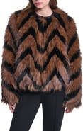 KARL LAGERFELD PARIS Zigzag Faux Fur Jacket