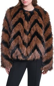 KARL LAGERFELD PARIS Zigzag Faux Fur Jacket